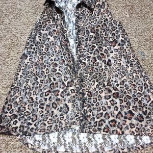 Lace leopard button up